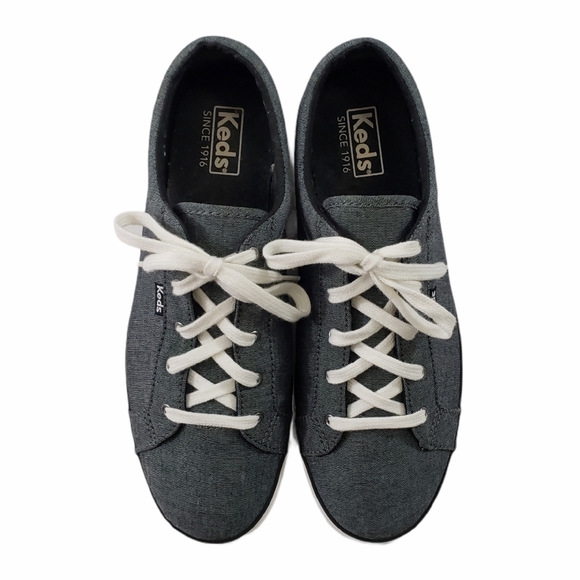 Keds Flats Maven Chambray Gray Blue Woven Fabric - Picture 2 of 8